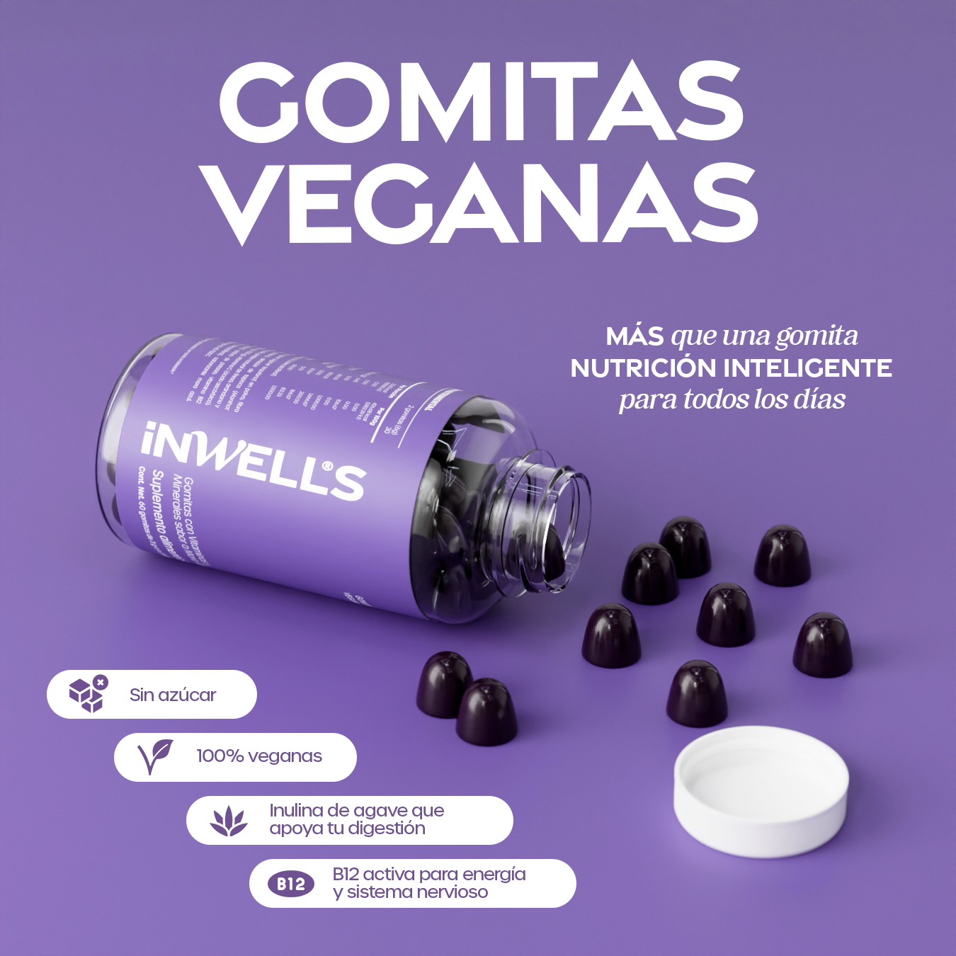 Gomitas Veganas Multivitamínicas — Sabor Mora Azul